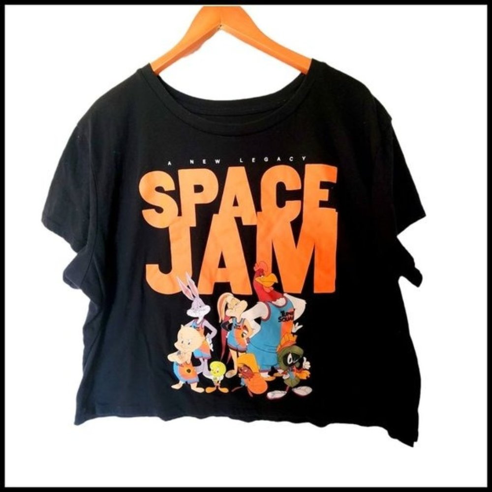 Space Jam A‎ New Legacy Cropped Black Tee T-Shirt Plus Size 2X